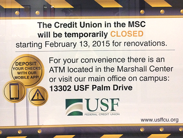 Marshall Center credit union closed until May