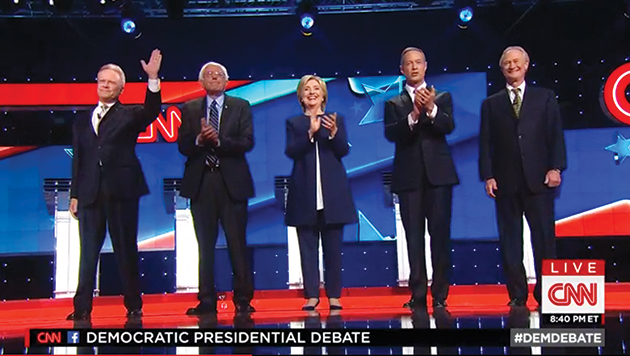 Democrats take the stage during Tuesday night presidential debate