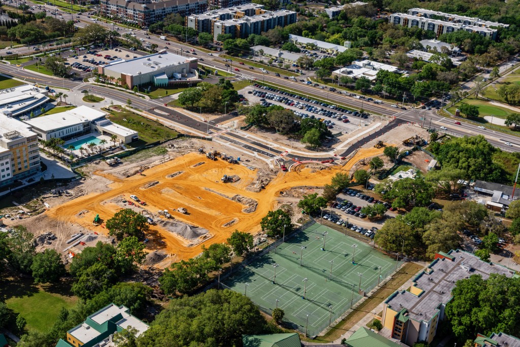 New parking lot being added as part of an ongoing project near The Village