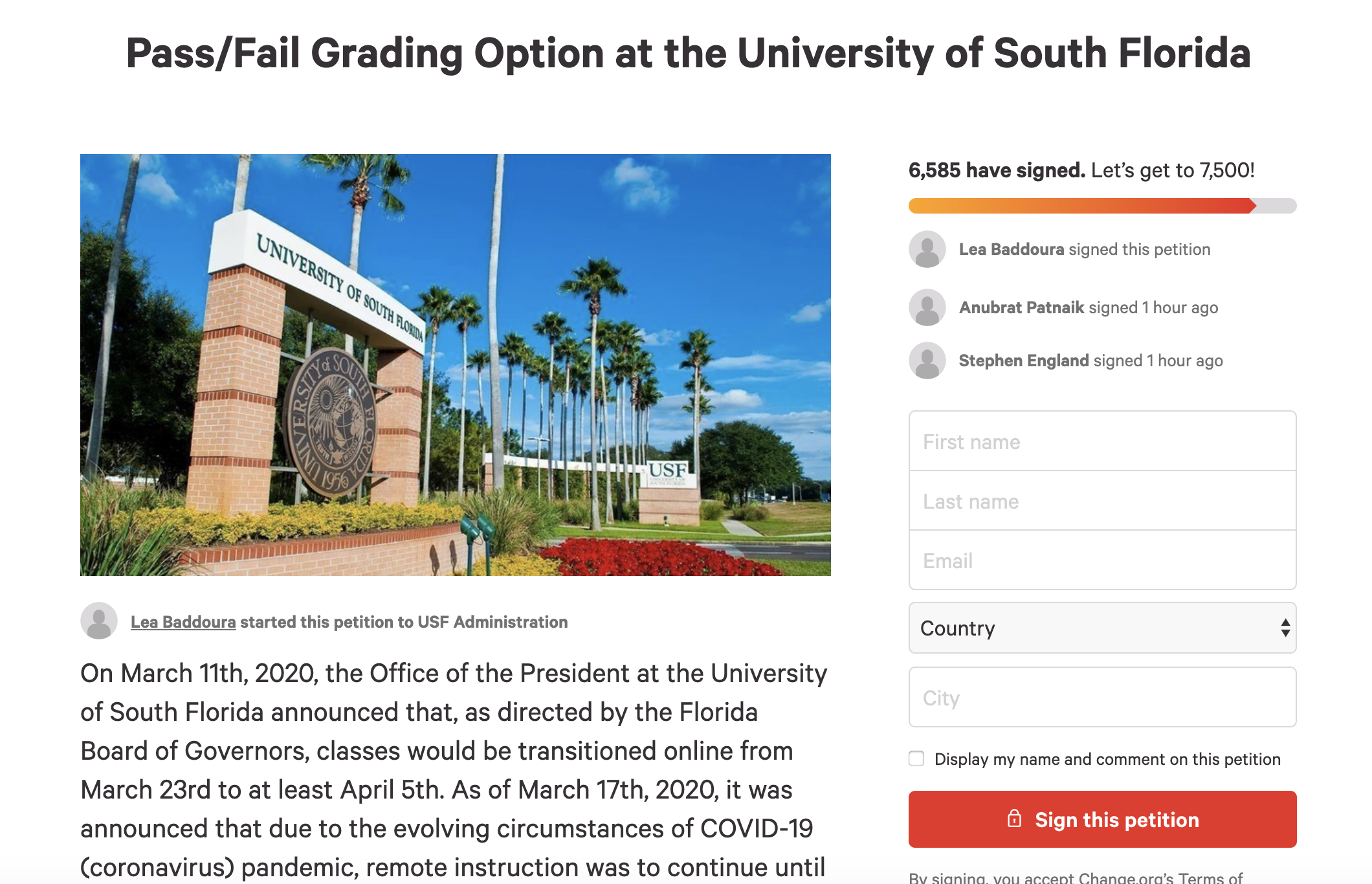 USF administration considering pass/fail grading system