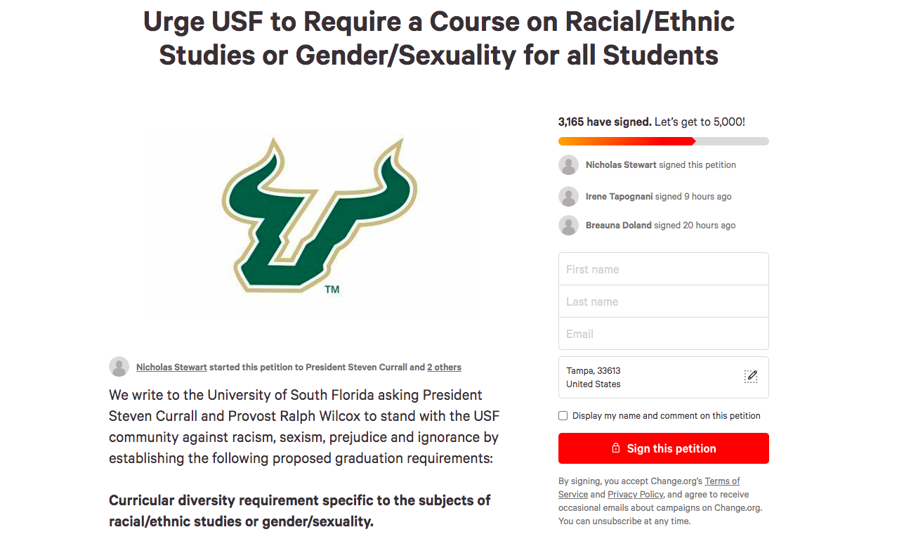 Petition highlights need for required social justice courses at USF