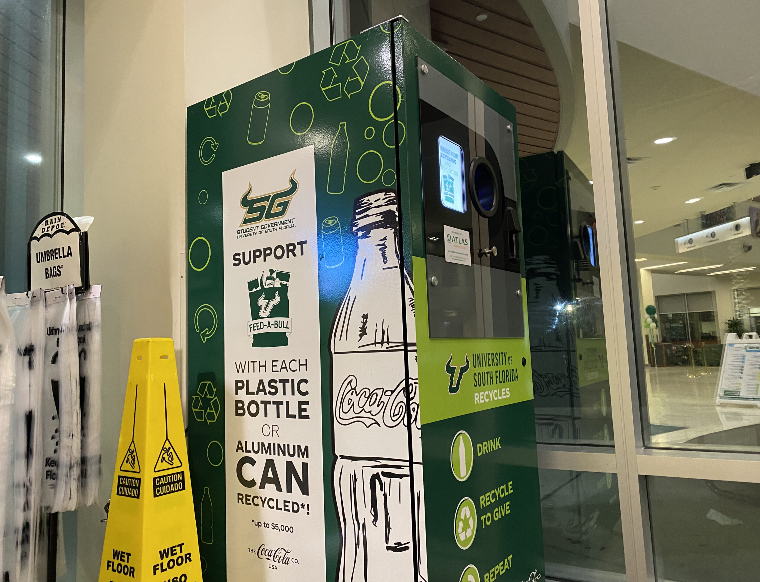 Recycling machines implemented to aid USF food pantries
