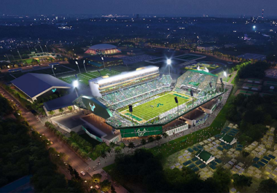 USF delays opening of on-campus stadium by one year, releases updated design model